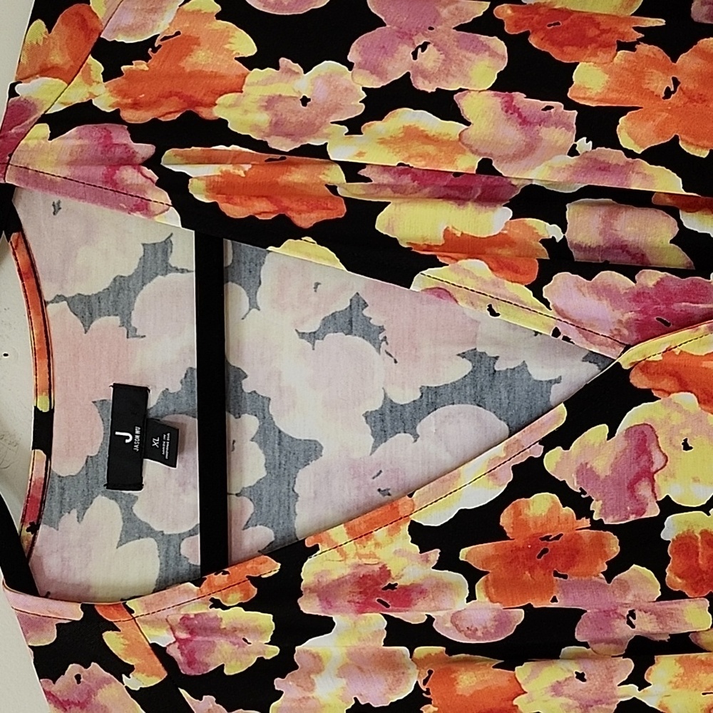 J Jason Wu Knit Printed Floral Wrap Dress Blackpink Orange  Floral Size XL - Picture 10 of 16